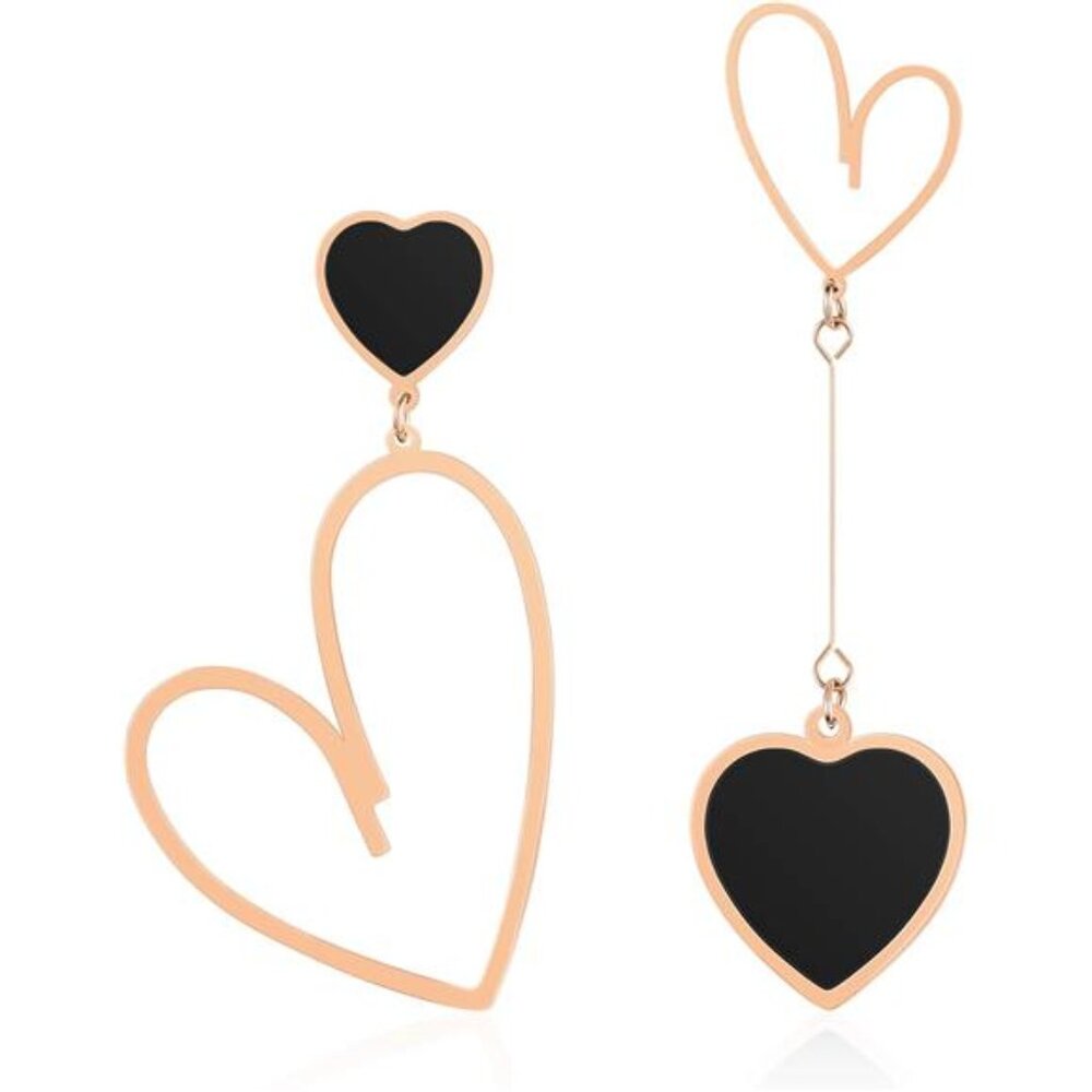 Titanium Stainless Steel Heart Dangle Earrings Trendy, Gold/Silver/Rose